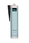 Tub med grått fodral, etikett med texten "Fibo Seal Black" och en svart munstycke.