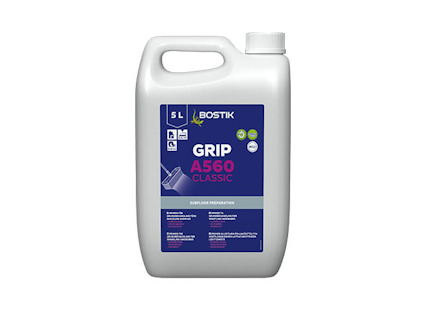 Plastdunk med vit etikett och text: "Bostik GRIP A560 CLASSIC 5L".