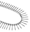 En spiralformad bandad serie av metallskruvar med stjärnformade huvuden.