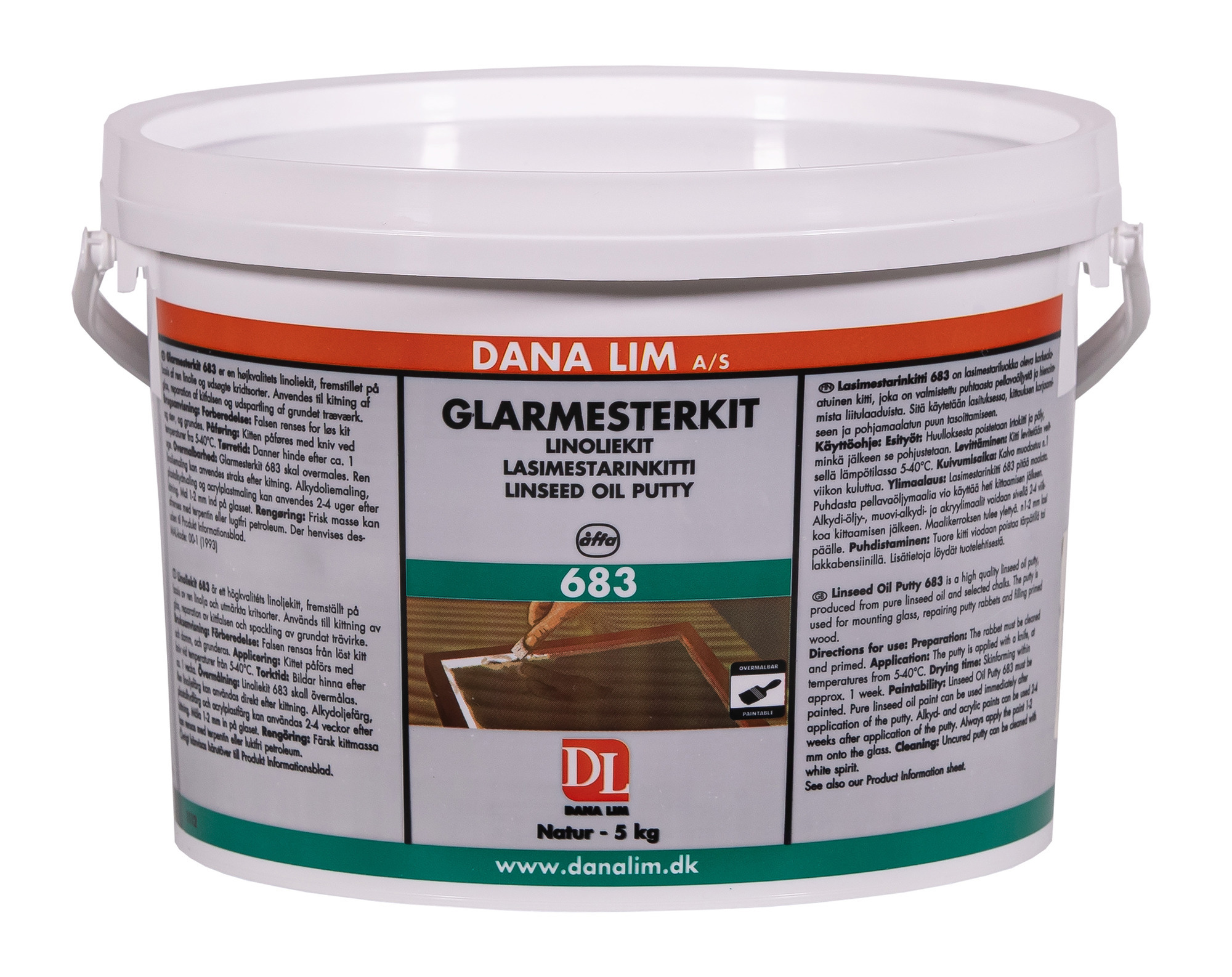 GLASMÄSTARKITT 683 DANA LIM NATUR 5 KG - Welin & Co