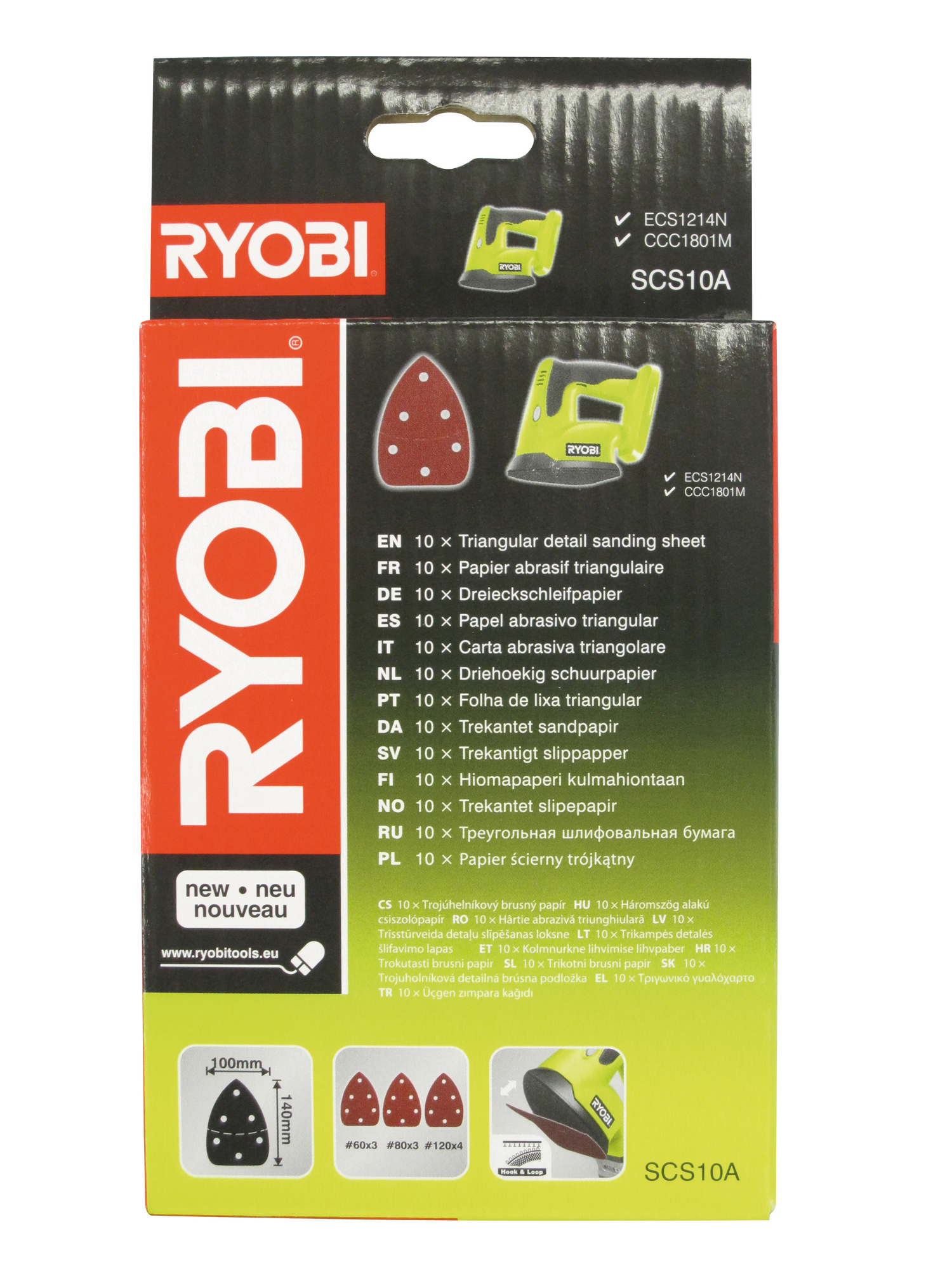 HÖRNSLIPPAPPER SCS10A1 10 ST - 3XK60, 3XK80, 4XK120 - Ryobi