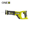 Grön och svart tigersåg med märket "RYOBI" och en synlig sågklinga. Logo "18V ONE+" i övre vänstra hörnet.