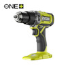 Grön och svart borrskruvdragare med märke "RYOBI" och logotypen "18V ONE+" synlig i bildens övre vänstra hörn.