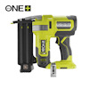 Dyckertpistol RYOBI ONE+ med grön och svart design, AirStrike-logotyp och clips för bältesfäste.