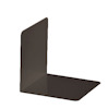 Ett L-format bokstöd i mörkgrå färg, tillverkat av metall med en slät yta.