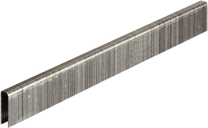 Staples in a row with a metallic finish, shown on a white background.