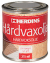 Burk med Hårdvaxolja, etikett med text: "Herdins Hårdvaxolja 216 Ljusgrå 275 ml".