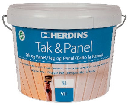 Vit burk med texten "HERDINS Tak & Panel" och "VIT 3L".