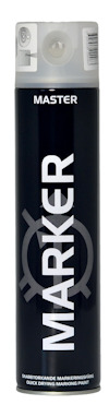 Svart sprayburk med texten "MARKER" och "MASTER" på etiketten.