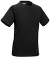 Svart T-shirt med korta ärmar och rund hals.