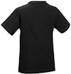 Svart T-shirt med korta ärmar, sedd bakifrån.