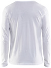 En vit långärmad t-shirt sedd bakifrån.