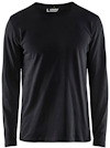 Svart långärmad T-shirt med rund halsringning, Blåkläder-logotyp på insidan av kragen.