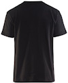 Svart kortärmad T-shirt sedd bakifrån, utan märken eller tryck.