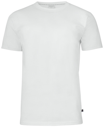 Vit kortärmad t-shirt med rund hals.