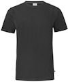 Svart kortärmad t-shirt med rund hals, fri från tryck eller mönster.