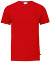 Röd t-shirt med rund hals och korta ärmar, etikett i nacken.