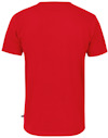 Röd kortärmad t-shirt sedd bakifrån.