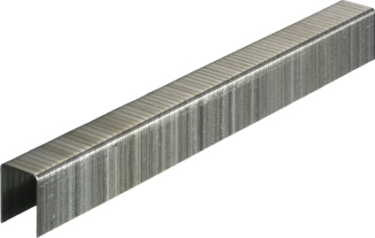 Metallhäftklammer med U-form och räfflad yta, troligen avsedd för användning inom bygg eller industri.
