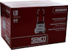 Kartong med text "SENCO AC32024". Bild på en kompressor och text om 24 liters kapacitet och låg ljudnivå.