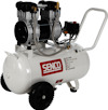 Vit luftkompressor med Senco-logotyp, hjul och handtag. Text: "OIL FREE, 1.0 HP, 230 V, 6 bar".
