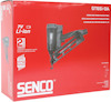 Röd kartong med vit text, innehållande en Senco GT65i-DA sladdlös finish nailer, 7V Li-ion, med 2 års garanti.