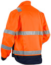Orange varseljacka med reflexband runt armar och kropp, mörkare underdel.