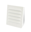 Vitt fyrkantigt ventilgaller med horisontella lameller.