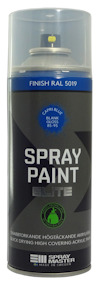 Sprayburk med texten "SPRAY PAINT ELITE" och färgkod "RAL 5019". Färgen är blå och blank.