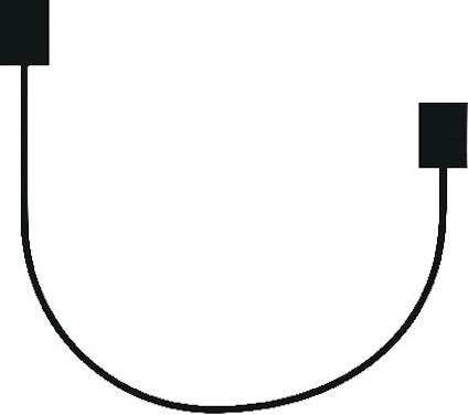 Svart silhuett av en förlängningskabel med två rektangulära kontakter i vardera ände.