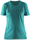 Grön T-shirt med texten "BLÅKLÄDER WORKWEAR" i versaler på bröstet.