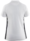 Vit och svart t-shirt sedd bakifrån, med svarta sidopaneler.