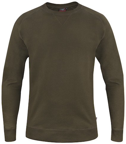 Mörkgrön långärmad sweatshirt med rund hals och ribbstickade muddar.