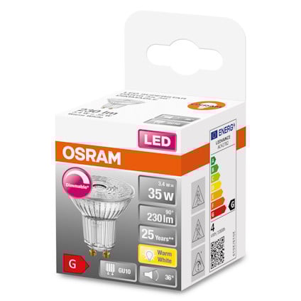 LED-LAMPA PAR16 (35) GU10 DIM 36GR GLAS  927 OSRAM