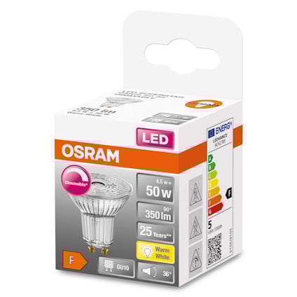 LED-LAMPA PAR16 (50) GU10 DIM 36GR GLAS  927 OSRAM