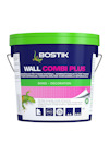 Grön hink med text: "Bostik Wall Combi Plus." Innehåller bilder på en ödla och dekorationssymboler.