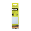 Förpackning med RYOBI 11mm limstavar, 12 st, med grönt och svart tryck. Visar limstavar samt text på framsidan.