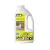 Vit flaska med etikett märkt "RYOBI 1L ONE+ Swift Clean Solution", visar bilder av en rengöringsapparat och text för mattor och klädslar.