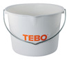 Vit hink med pip och metallhandtag, märkt "TEBO" i orange text.