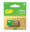 9V G-TECH Ultra Alkaline batteri i förpackning med gröna och guldiga färger. Texten "Go green. Re-use for storage." syns.