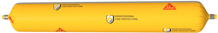 Gul förpackning med text "Professional Fire Protection" och Sika-logotyp.
