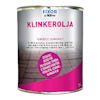 Förpackning med texten "Fixor by Nitor KLINKEROLJA" och bilder av stenplattor.