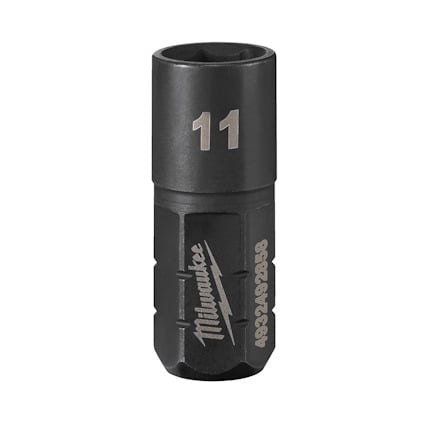 Svart metallhylsa med siffran "11" och texten "Milwaukee" samt produktkoden "4932479288" ingraverade.