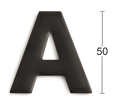 Svart bokstav "A" med en storlekshänvisning på 50 bredvid den.