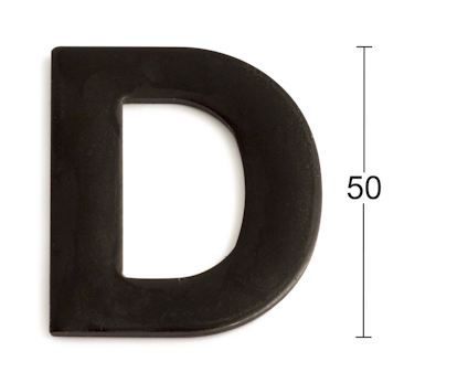 BOKSTAV SJÄLVHÄFTANDE D SVART 50 MM