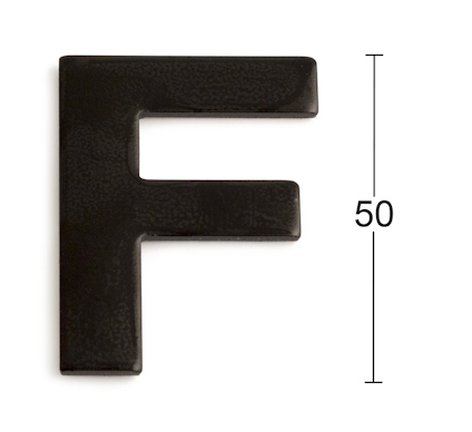 BOKSTAV SJÄLVHÄFTANDE F SVART 50 MM