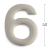 Siffra 6 i silverfärgad metall med en höjd på 50 mm.