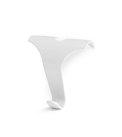 Vit tavellistkrok i metall med böjd design.
