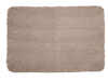Rektangulär, beige matta med luddig yta.