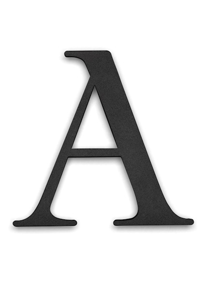 Svart bokstav "A" i ett serif-typsnitt, centrerad mot en vit bakgrund.